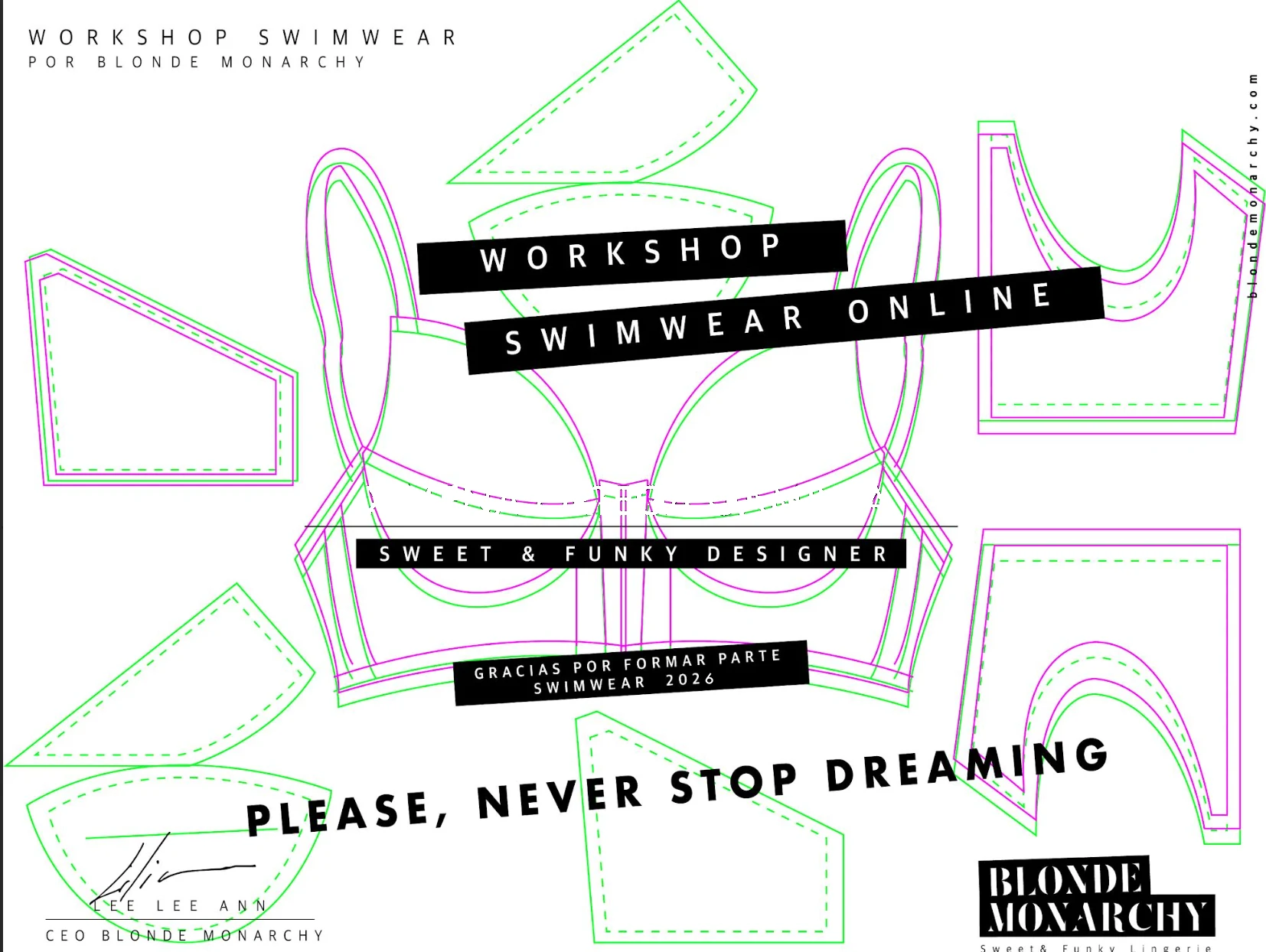 Certificado del Workshop de Swimwear Online, firmado por Lee Lee Ann